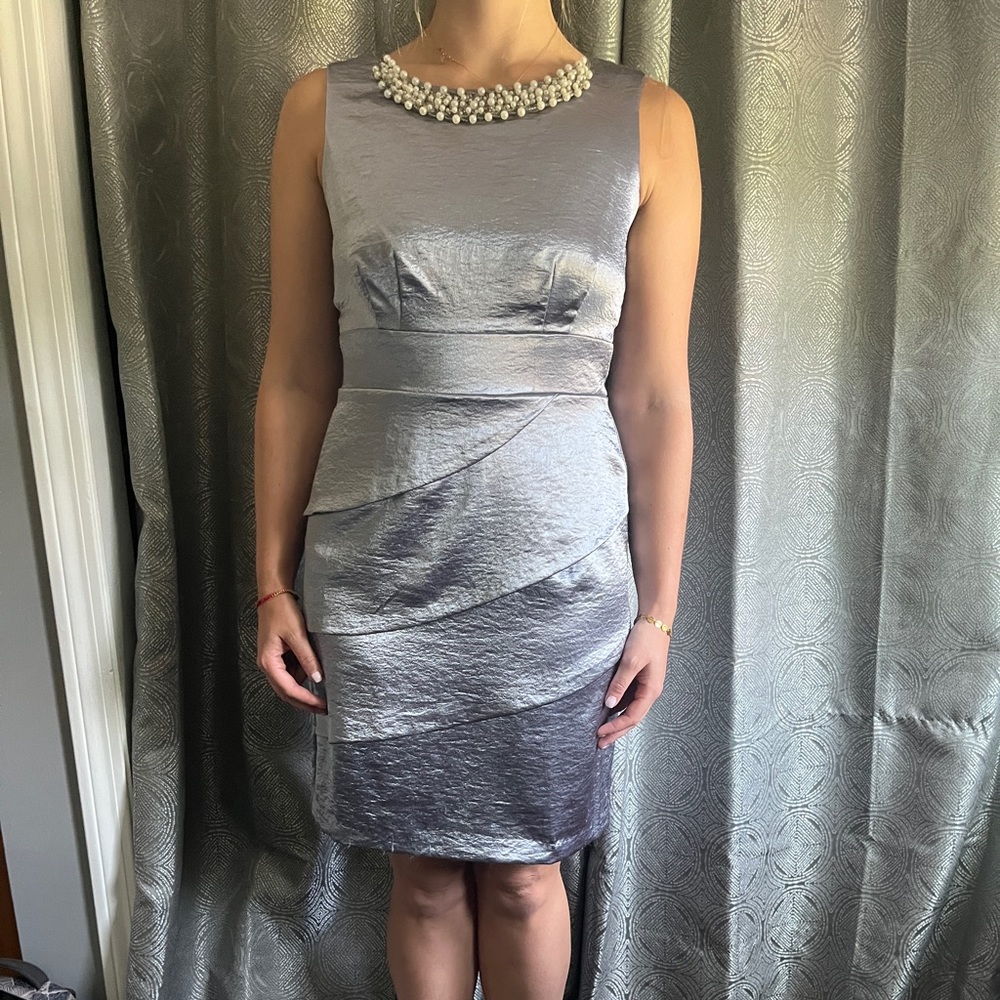 Silver satin dress